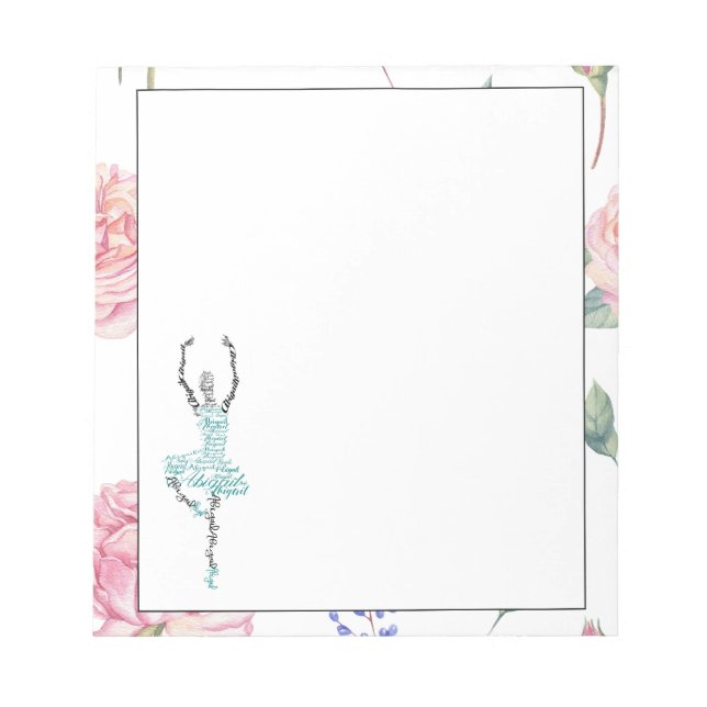 Bloc De Notas Personalizado Ballerina Abigail | Borde acuarela R (Frente)