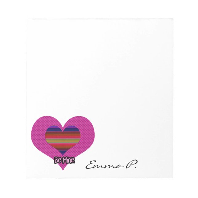 Bloc De Notas Personalizado Be Mine Valentine Rainbow Heart (Frente)