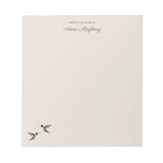 Bloc De Notas Personalizado Beige Hummingbird Notepad (Frente)