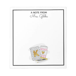 Bloc De Notas Personalizado blanco de agradecimiento a los profe