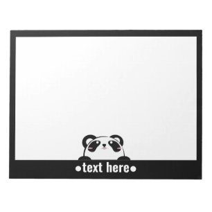 Bloc De Notas Personalizado blanco negro Panda NOMBRE CORTO