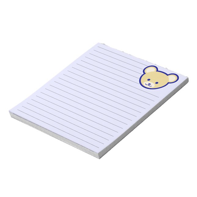 Bloc De Notas Personalizado Blue Beige Teddy Bear Cute Art (Lado Izquierdo)