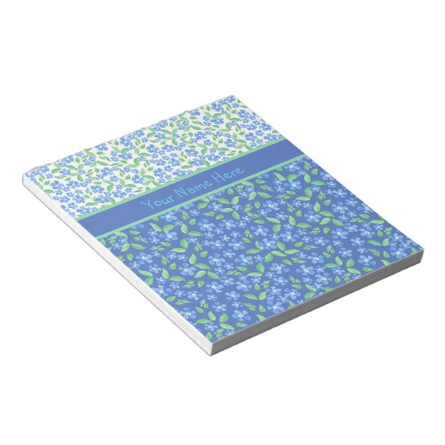 Bloc De Notas Personalizado Blue Periwinkles Ditsy Floral Patter (Lado Derecho)