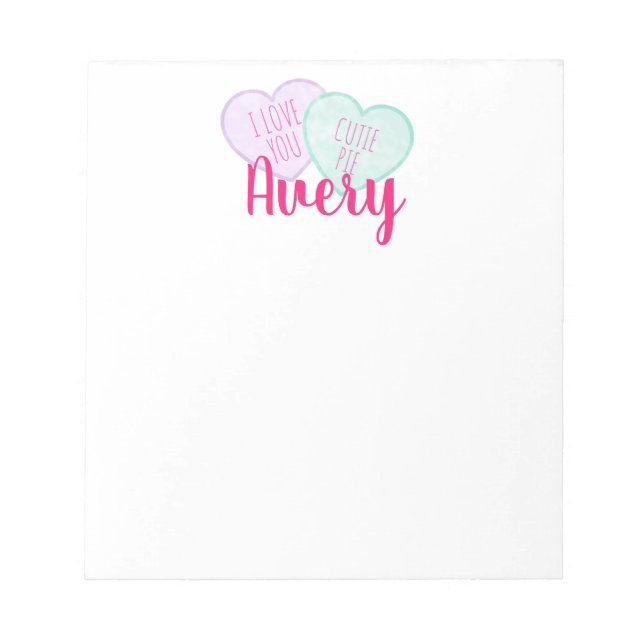 Bloc De Notas Personalizado Candy Hearts Valentine Notepad (Frente)