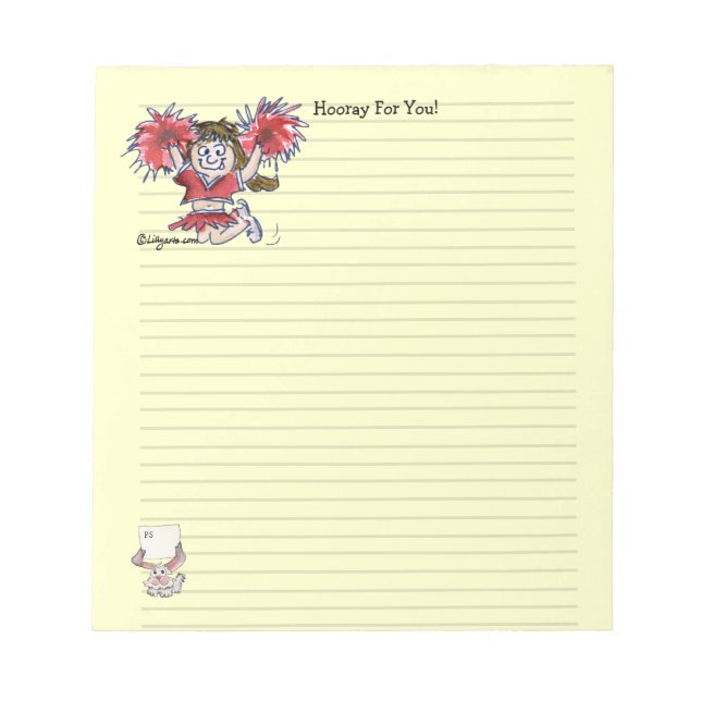 Bloc De Notas Personalizado Cheerhead Hooray Para Usted Notepad (Frente)