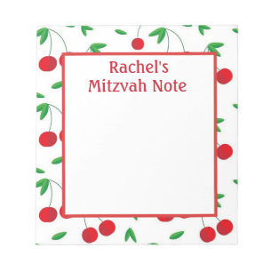 Bloc De Notas Personalizado Cherry Print Chica Mitzvah Notas Not