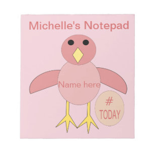 Bloc De Notas Personalizado Chica de cumpleaños rosa Chick Notep