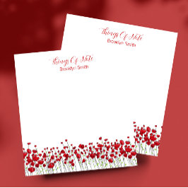 Bloc De Notas Personalizado con el nombre de los rojos florales