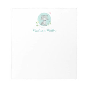 Bloc de notas personalizado con floral de gatito