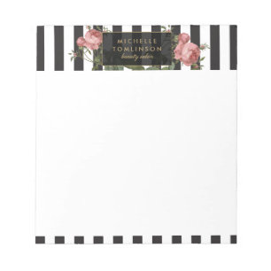 Bloc de notas personalizado con rayas florales vin
