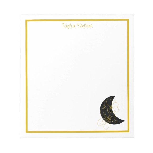 Bloc De Notas Personalizado Crescent Moon Floral Notepad (Frente)