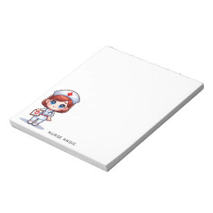 Bloc De Notas Personalizado Cute Manga Enfermera Redhead Blue Ey