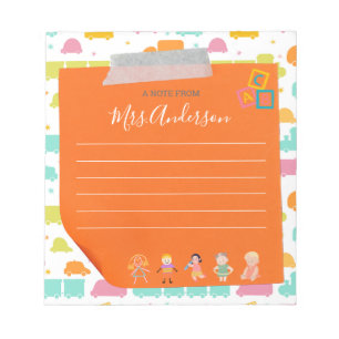 Bloc De Notas Personalizado Cute Naranja Una Nota Del Profesor N