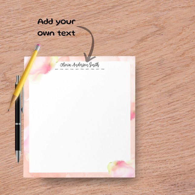 Bloc de notas personalizado de acuarela abstracta  (Pink Abstract Watercolor Custom Notepad)
