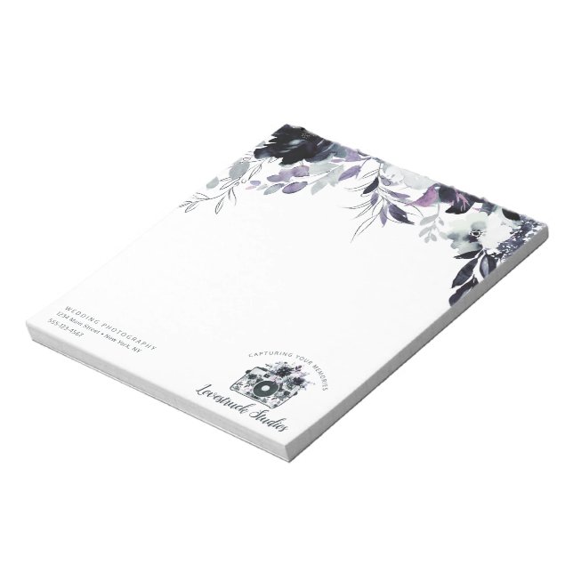 Bloc De Notas Personalizado de acuarela floral nocturna Textos y (Lado Izquierdo)