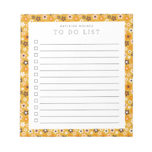 Bloc De Notas Personalizado De Amor Floral Retro Para Hacer Note