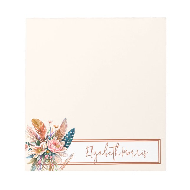 Bloc De Notas Personalizado de Boho floral (Frente)