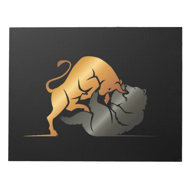 Bloc De Notas Personalizado de Bolsa de Valores de Toro y Oso (Frente)