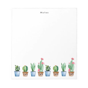 Bloc De Notas Personalizado de Cactus y Suculentos con Cuatricro