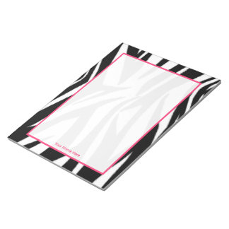 Bloc de notas personalizado de cebra y rosa