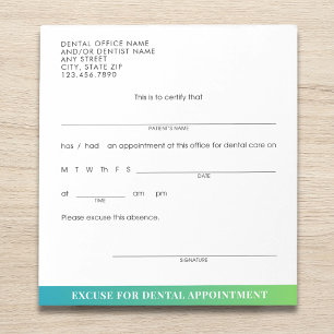Bloc De Notas Personalizado de citas dentales de disculpa modern