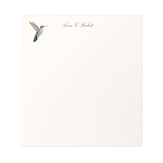 Bloc de notas personalizado de colibrí de Anna (Frente)
