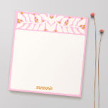 Bloc de notas personalizado de color rosa retro<br><div class="desc">Borde de estilo retro,  de estilo depurado,  de marfil blanco,  terracota y rosa. Personalizar fácilmente su nombre</div>