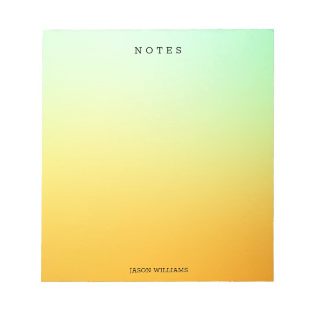 Bloc de notas personalizado de color verde y amari (Frente)