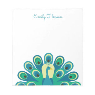 Bloc de notas personalizado de Cute Peacock