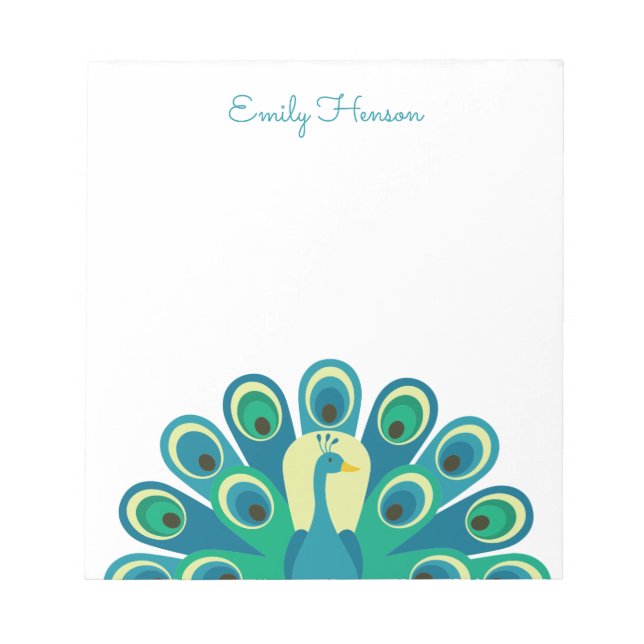 Bloc de notas personalizado de Cute Peacock (Frente)