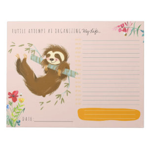 Bloc de notas personalizado de Cute Sloth Daily Pl