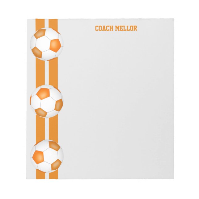 Bloc De Notas personalizado de entrenador de fútbol naranja blan (Frente)