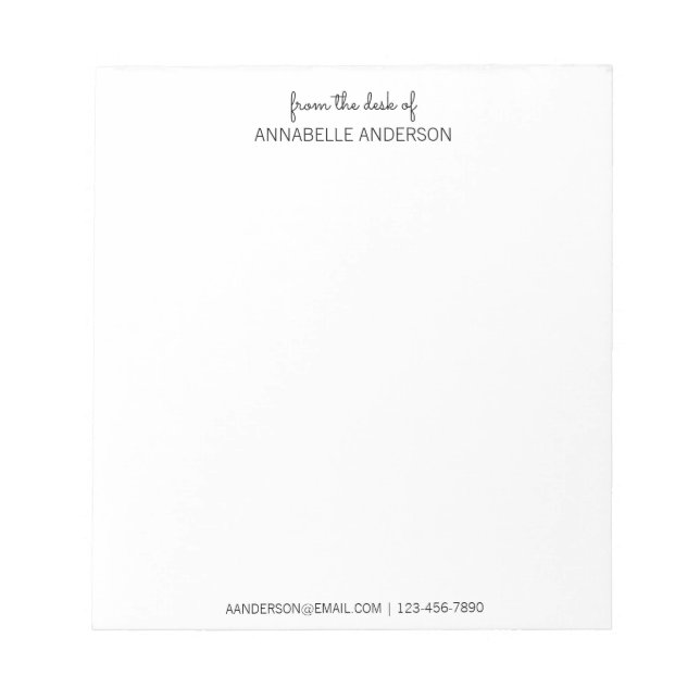 Bloc De Notas Personalizado de escritura negra moderna de la mes (Frente)