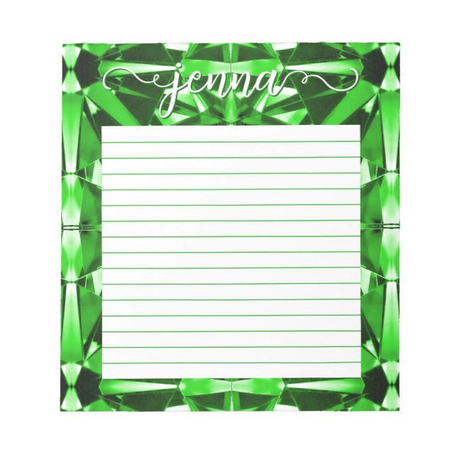 Bloc De Notas Personalizado de Esmeralda Gemstone (Frente)