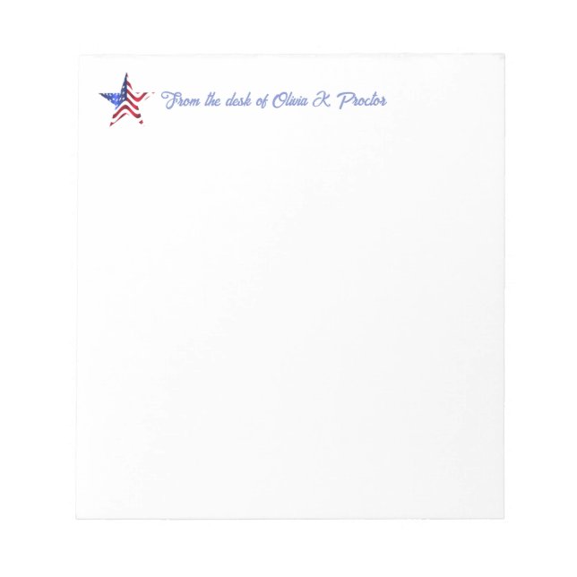 Bloc de notas personalizado de Estrella Patriótica (Frente)