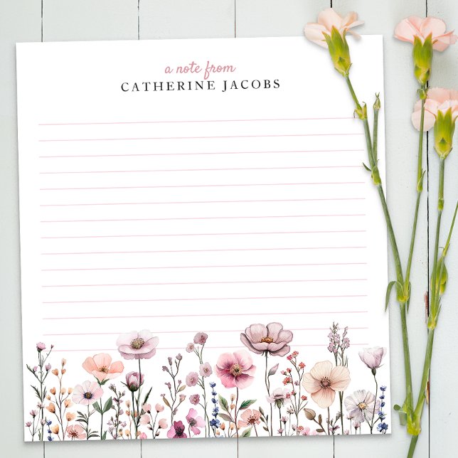Bloc de notas personalizado de flor silvestre acua (Floral Notepad)
