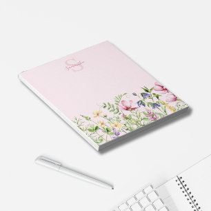 Bloc de notas personalizado de flor silvestre rosa