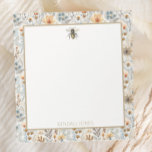 Bloc De Notas Personalizado de Flor Silvestre Vintage Bee Blue<br><div class="desc">Con una hermosa acuarela de color vintage y un bonito patrón de flores silvestres,  ¡estos personalizados de notas hacen lindos regalos para ella! Agregue un nombre utilizando la característica de personalización.</div>
