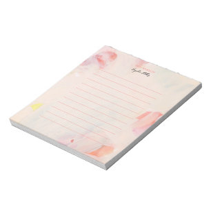 Bloc de notas personalizado de floral rosa y coral