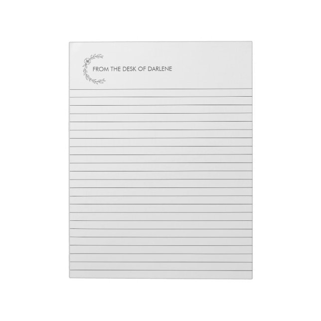 Bloc de notas personalizado de floral Wreath (Lado Izquierdo)