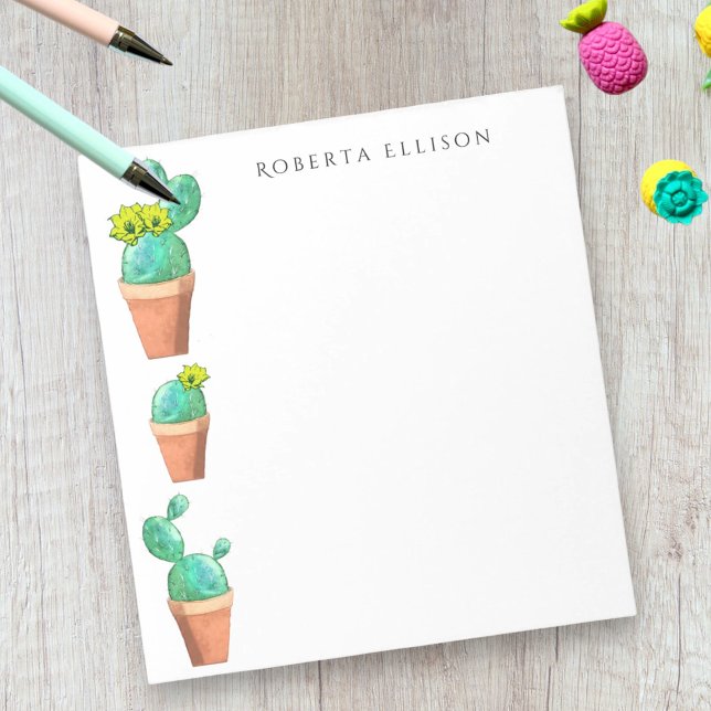 Bloc De Notas Personalizado de flores amarillas de cactus postiz (cactus border note pad)