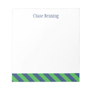 Bloc de notas personalizado de franjas azules y ve
