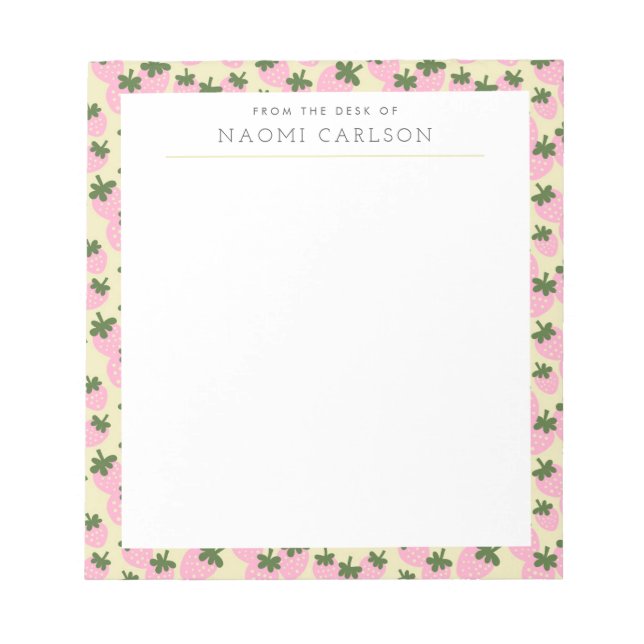 Bloc De Notas Personalizado de fresas dispersas (crema) Notepad (Frente)
