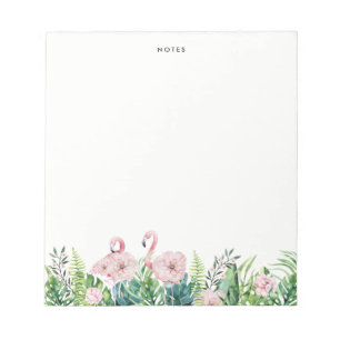 Bloc De Notas Personalizado de Garland Floral Flamingo Rosa Botá