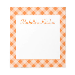Bloc de notas personalizado de gingham naranja