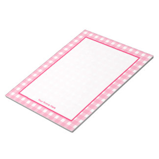 Bloc de notas personalizado de Gingham rosa