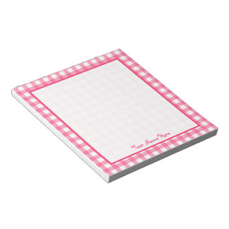 Bloc de notas personalizado de Gingham rosa