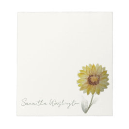 Bloc de notas personalizado de girasol con acuarel
