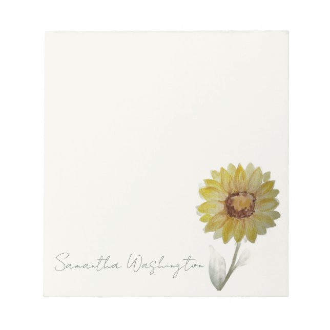 Bloc de notas personalizado de girasol con acuarel (Frente)