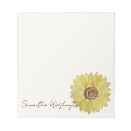 Bloc de notas personalizado de girasol con acuarel